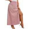 imageFloerns Womens Plus Size Boho Floral High Waist Split Thigh A Line Midi SkirtDusty Floral