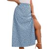 imageFloerns Womens Plus Size Boho Floral High Waist Split Thigh A Line Midi SkirtLight Blue