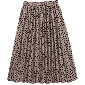 imageFloerns Womens Floral Printed Elastic Waist A Line Pleated Ruffle Midi SkirtBrown