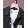 imageFloerns Boys Two Piece Outfit Button Front Shirt Top with Drawstring Shorts SetBlack