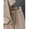 imageFloerns Boys Two Piece Outfit Button Front Shirt Top with Drawstring Shorts SetKhaki