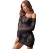 imageFloerns Womens Crochet Cover Up Long Sleeve Hollow Out Bikini Swimsuit Beach Cover Up SwimwearBlack