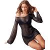 imageFloerns Womens Crochet Cover Up Long Sleeve Hollow Out Bikini Swimsuit Beach Cover Up SwimwearBlack