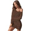 imageFloerns Womens Crochet Cover Up Long Sleeve Hollow Out Bikini Swimsuit Beach Cover Up SwimwearBrown