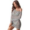 imageFloerns Womens Crochet Cover Up Long Sleeve Hollow Out Bikini Swimsuit Beach Cover Up SwimwearGrey