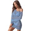 imageFloerns Womens Crochet Cover Up Long Sleeve Hollow Out Bikini Swimsuit Beach Cover Up SwimwearLight Blue