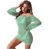 imageFloerns Womens Crochet Cover Up Long Sleeve Hollow Out Bikini Swimsuit Beach Cover Up SwimwearMint Green