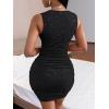 imageFloerns Womens Rhinestone Sleeveless V Neck Ruched Party Bodycon Mini DressBlack