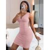 imageFloerns Womens Rhinestone Sleeveless V Neck Ruched Party Bodycon Mini DressLight Pink
