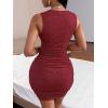 imageFloerns Womens Rhinestone Sleeveless V Neck Ruched Party Bodycon Mini DressMaroon