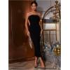 imageFloerns Womens Solid Strapless Sleeveless Bandeau Tube Top Bodycon Maxi DressBlack