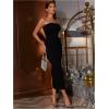 imageFloerns Womens Solid Strapless Sleeveless Bandeau Tube Top Bodycon Maxi DressBlack