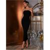 imageFloerns Womens Solid Strapless Sleeveless Bandeau Tube Top Bodycon Maxi DressBlack