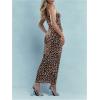 imageFloerns Womens Solid Strapless Sleeveless Bandeau Tube Top Bodycon Maxi DressBrown Leopard