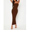 imageFloerns Womens Solid Strapless Sleeveless Bandeau Tube Top Bodycon Maxi DressChocolate Brown