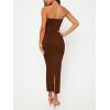 imageFloerns Womens Solid Strapless Sleeveless Bandeau Tube Top Bodycon Maxi DressChocolate Brown
