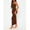 imageFloerns Womens Solid Strapless Sleeveless Bandeau Tube Top Bodycon Maxi DressChocolate Brown