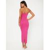 imageFloerns Womens Solid Strapless Sleeveless Bandeau Tube Top Bodycon Maxi DressHot Pink