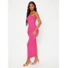imageFloerns Womens Solid Strapless Sleeveless Bandeau Tube Top Bodycon Maxi DressHot Pink