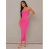 imageFloerns Womens Solid Strapless Sleeveless Bandeau Tube Top Bodycon Maxi DressHot Pink