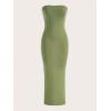 imageFloerns Womens Solid Strapless Sleeveless Bandeau Tube Top Bodycon Maxi DressLime Green