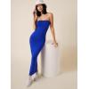 imageFloerns Womens Solid Strapless Sleeveless Bandeau Tube Top Bodycon Maxi DressRoyal Blue