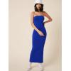 imageFloerns Womens Solid Strapless Sleeveless Bandeau Tube Top Bodycon Maxi DressRoyal Blue