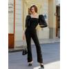 imageFloerns Womens Square Neck Puff Short Sleeve Elegant Blouse Crop TopBlack