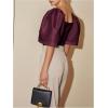 imageFloerns Womens Square Neck Puff Short Sleeve Elegant Blouse Crop TopBurgundy