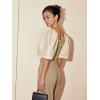 imageFloerns Womens Square Neck Puff Short Sleeve Elegant Blouse Crop TopChampagne