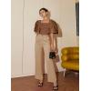 imageFloerns Womens Square Neck Puff Short Sleeve Elegant Blouse Crop TopCoffee Brown