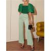 imageFloerns Womens Square Neck Puff Short Sleeve Elegant Blouse Crop TopDark Green