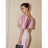 imageFloerns Womens Square Neck Puff Short Sleeve Elegant Blouse Crop TopDusty Pink