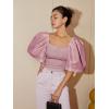 imageFloerns Womens Square Neck Puff Short Sleeve Elegant Blouse Crop TopDusty Pink