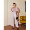 imageFloerns Womens Square Neck Puff Short Sleeve Elegant Blouse Crop TopDusty Pink
