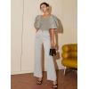 imageFloerns Womens Square Neck Puff Short Sleeve Elegant Blouse Crop TopLight Grey