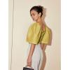 imageFloerns Womens Square Neck Puff Short Sleeve Elegant Blouse Crop TopMustard Yellow
