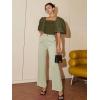 imageFloerns Womens Square Neck Puff Short Sleeve Elegant Blouse Crop TopOlive Green
