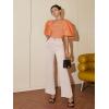 imageFloerns Womens Square Neck Puff Short Sleeve Elegant Blouse Crop TopOrange