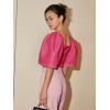 imageFloerns Womens Square Neck Puff Short Sleeve Elegant Blouse Crop TopPink