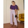 imageFloerns Womens Square Neck Puff Short Sleeve Elegant Blouse Crop TopPurple