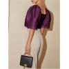 imageFloerns Womens Square Neck Puff Short Sleeve Elegant Blouse Crop TopRed Violet