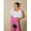 imageFloerns Womens Square Neck Puff Short Sleeve Elegant Blouse Crop TopWhite