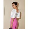 imageFloerns Womens Square Neck Puff Short Sleeve Elegant Blouse Crop TopWhite