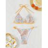 imageFloerns Womens 2 Piece Bathing Suit Lace Up Back Halter Triangle Bikini SwimsuitOrange Random