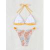 imageFloerns Womens 2 Piece Bathing Suit Lace Up Back Halter Triangle Bikini SwimsuitOrange Random