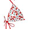 imageFloerns Womens 2 Piece Bathing Suit Lace Up Back Halter Triangle Bikini SwimsuitWhite Cherry
