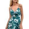 imageFloerns Womens Boho Floral Print Twist Front Cami A Line Mini DressFloral Dark Green