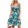 imageFloerns Womens Boho Floral Print Twist Front Cami A Line Mini DressFloral Dark Green