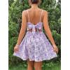 imageFloerns Womens Boho Floral Print Twist Front Cami A Line Mini DressMauve Purple